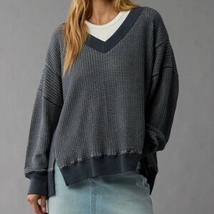 Waffle knit sweatshirt